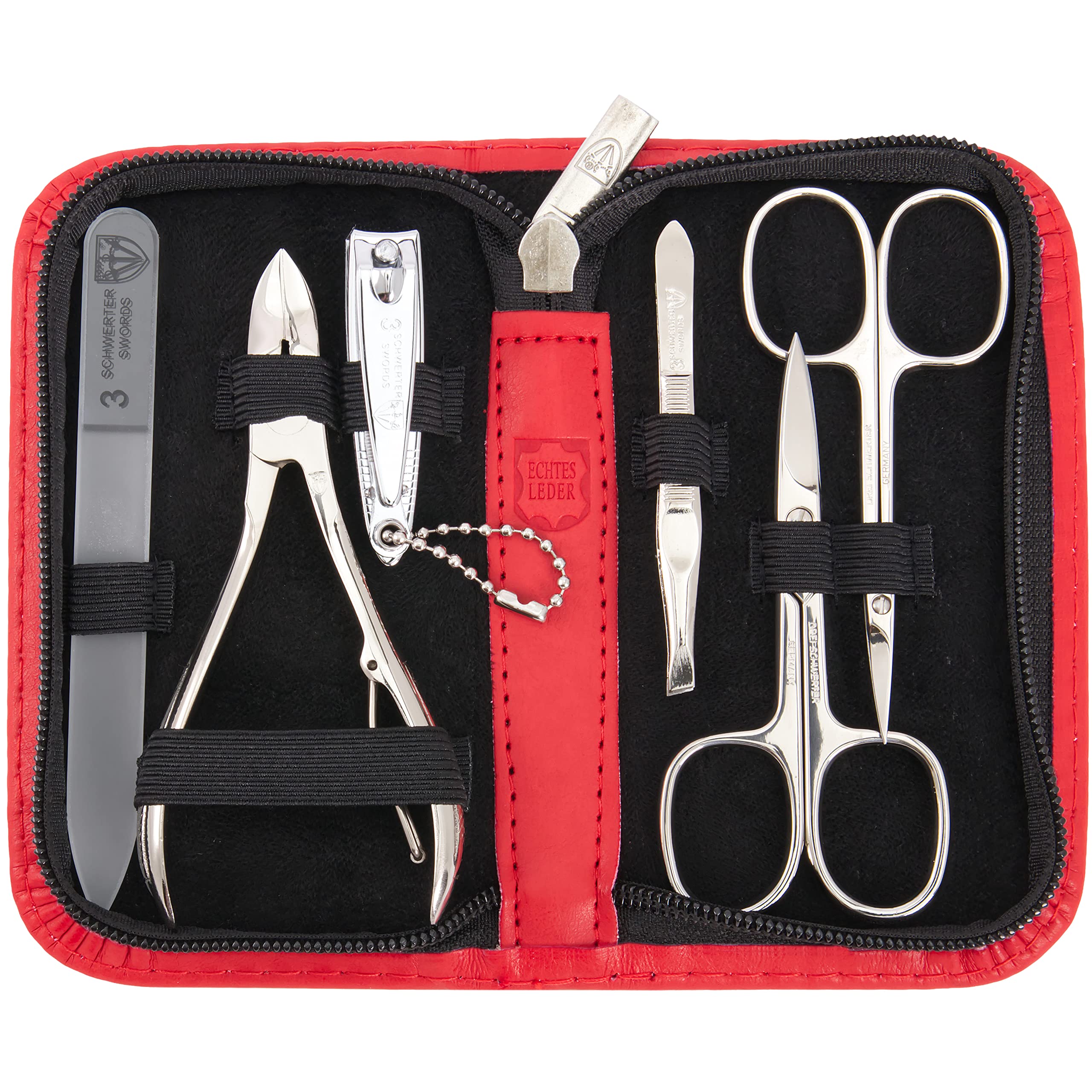 THREE SWORDS - Exclusive 6-Piece MANICURE - PEDICURE - GROOMING - NAIL CARE set / kit / case - Made in Solingen / Germany (213907)